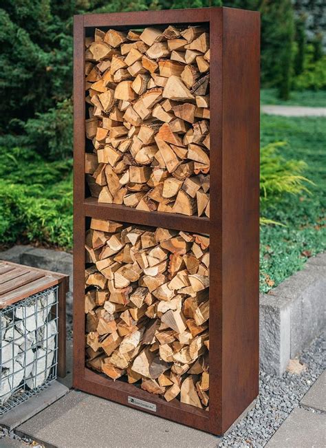 metal log storage box|tall metal log store.